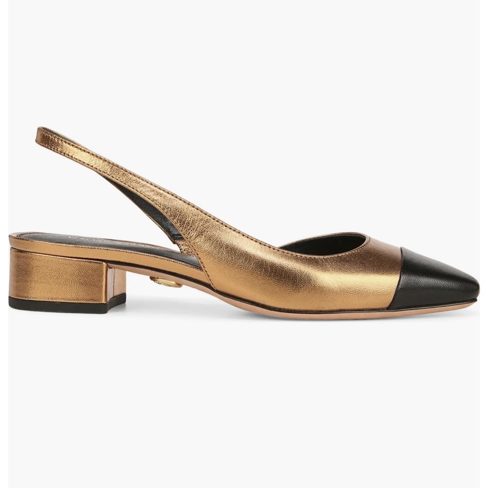 NEW Veronica Beard Metallic Gold Cecile Half d'Orsay Slingback Shoes Size 8